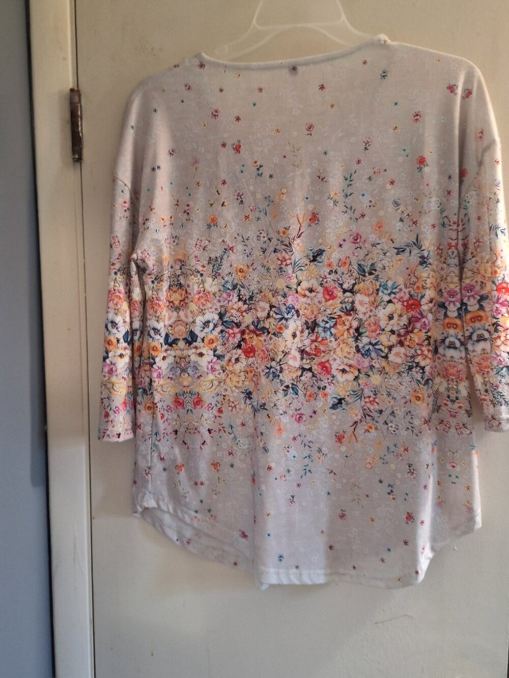 spring henley neck casual print 3/4 length sleeve - Picture 6 of 9